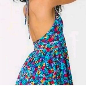 AMERICAN APPAREL US Small Floral Nylon Skater Mini Dress